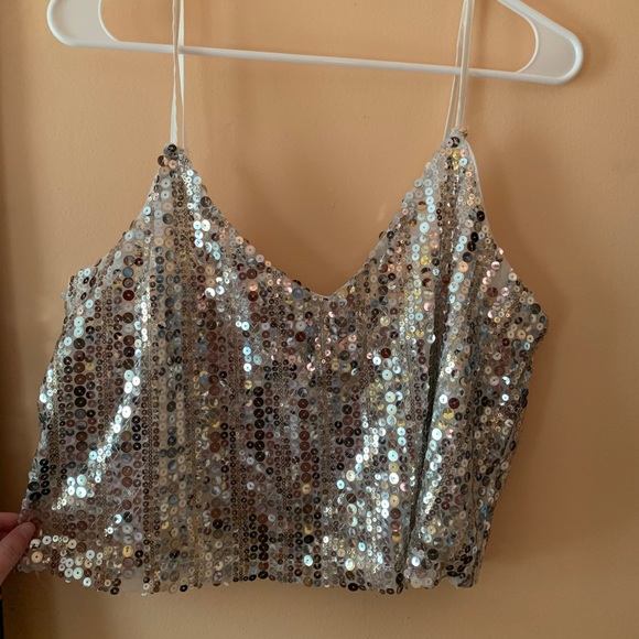 Women's Sequin Spaghetti Strapped Tank Top - Picture 2 of 2